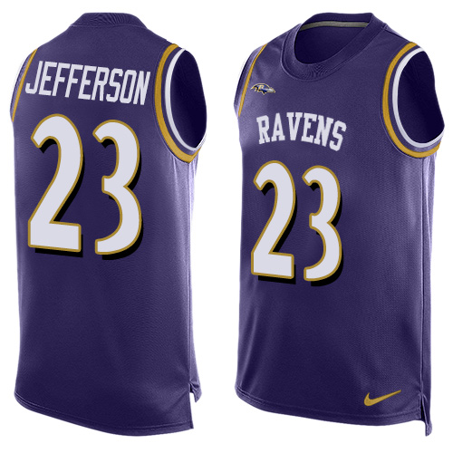 Nike Ravens #23 Tony Jefferson Purple Team Color Men's Stitched NFL Limited Tank Top Jersey - Click Image to Close